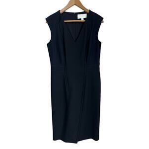 BOSS Navy & Black Textured Career Sheath Dress Size 8 Professional Career Office